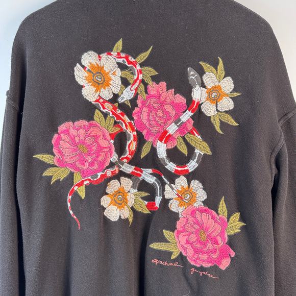 Spiritual Gangster Women's S Oversized Embroidered Distressed Hems Jacket - Picture 7 of 8